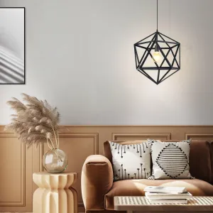 Eglo Embleton Black Diamond-shaped Metal Ceiling Pendant - 46cm flush mount ceiling fixture