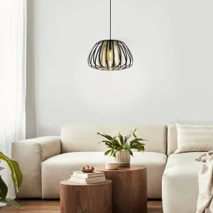 Eglo Encinitos Brass & Black Metal Strips Pendant - 37.5cm flush mount ceiling fixture