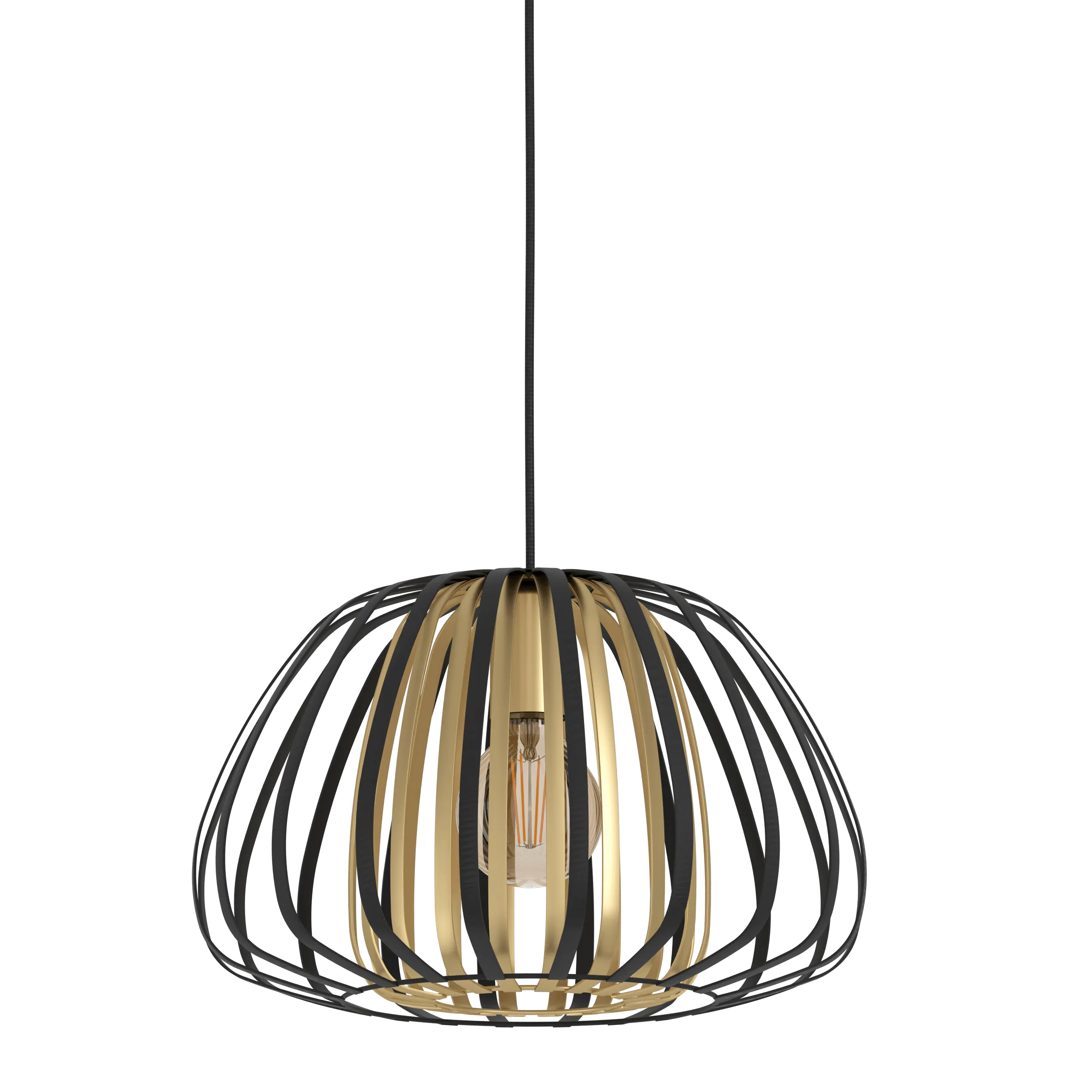 Eglo Encinitos Brass & Black Metal Strips Pendant - 37.5cm