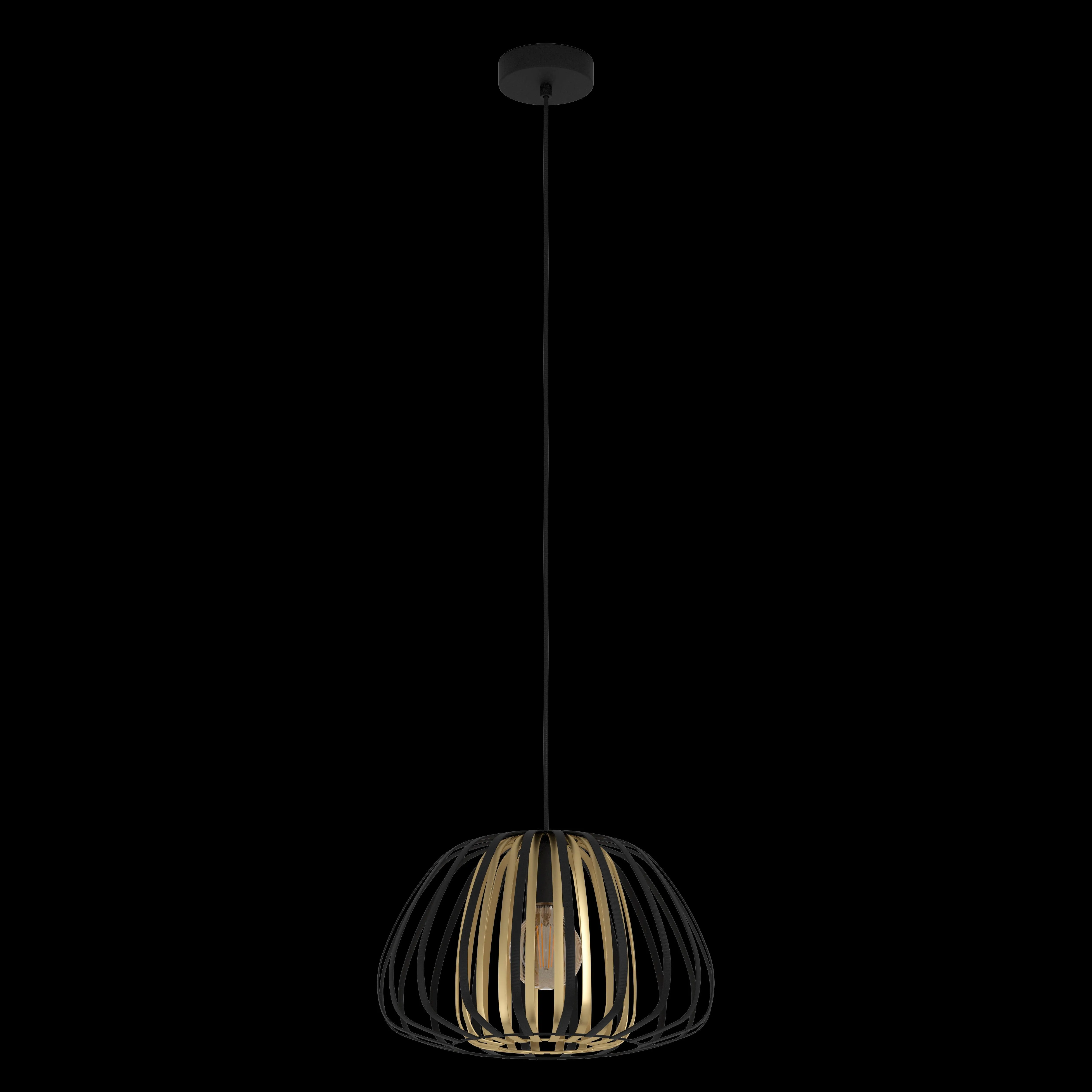 Eglo Encinitos Brass & Black Metal Strips Pendant - 37.5cm