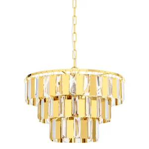 Eglo Erseka Crystal Glass & Brass Ceiling Pendant - 38.5cm flush mount ceiling fixture