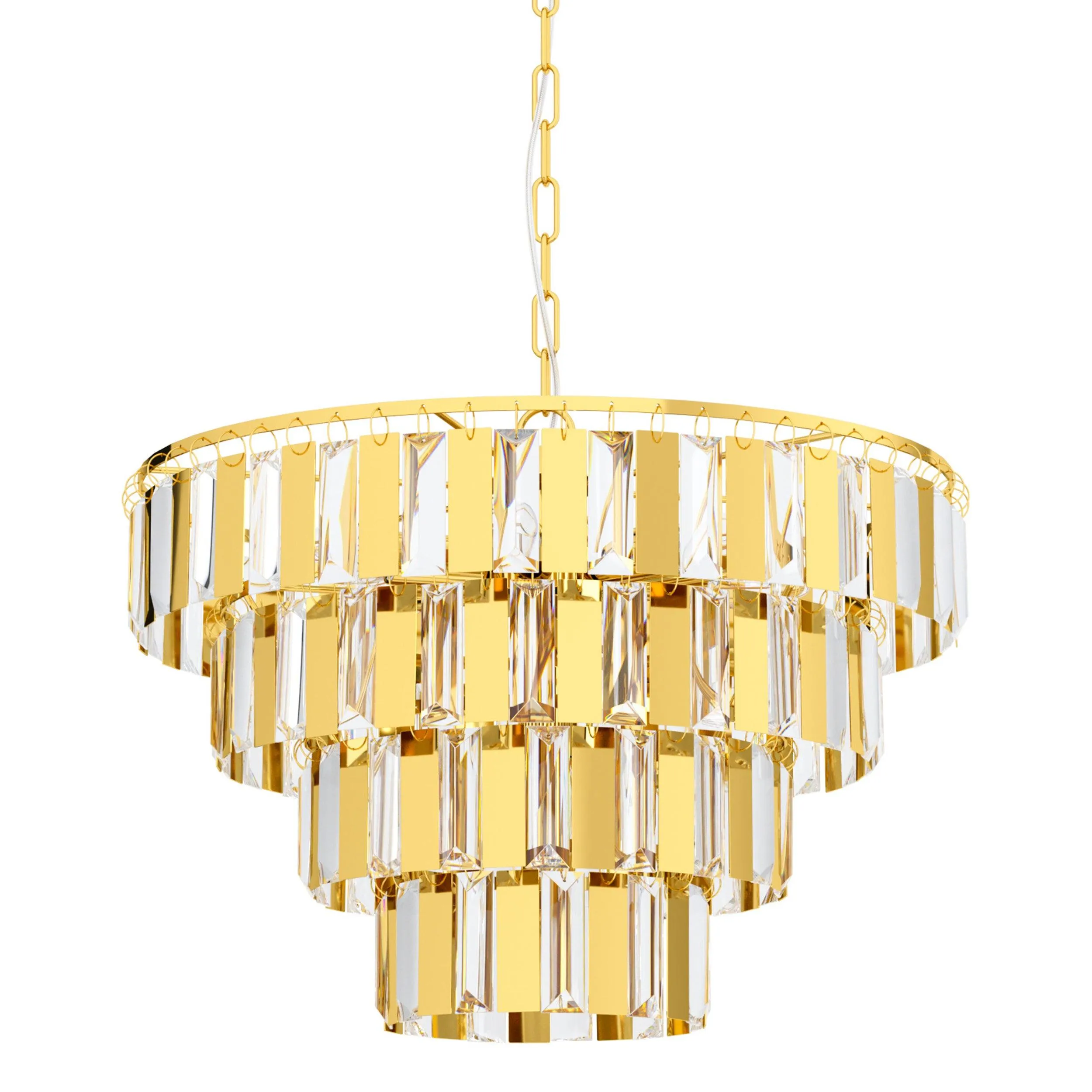 Eglo Erseka Crystal Glass & Brass Ceiling Pendant - 48.5cm