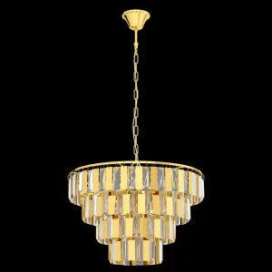 Eglo Erseka Crystal Glass & Brass Ceiling Pendant - 48.5cm flush mount ceiling fixture