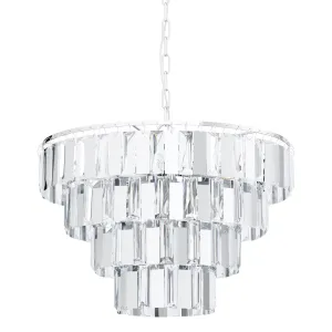Eglo Erseka Crystal Glass & Chrome Ceiling Pendant - 48.5cm flush mount ceiling fixture