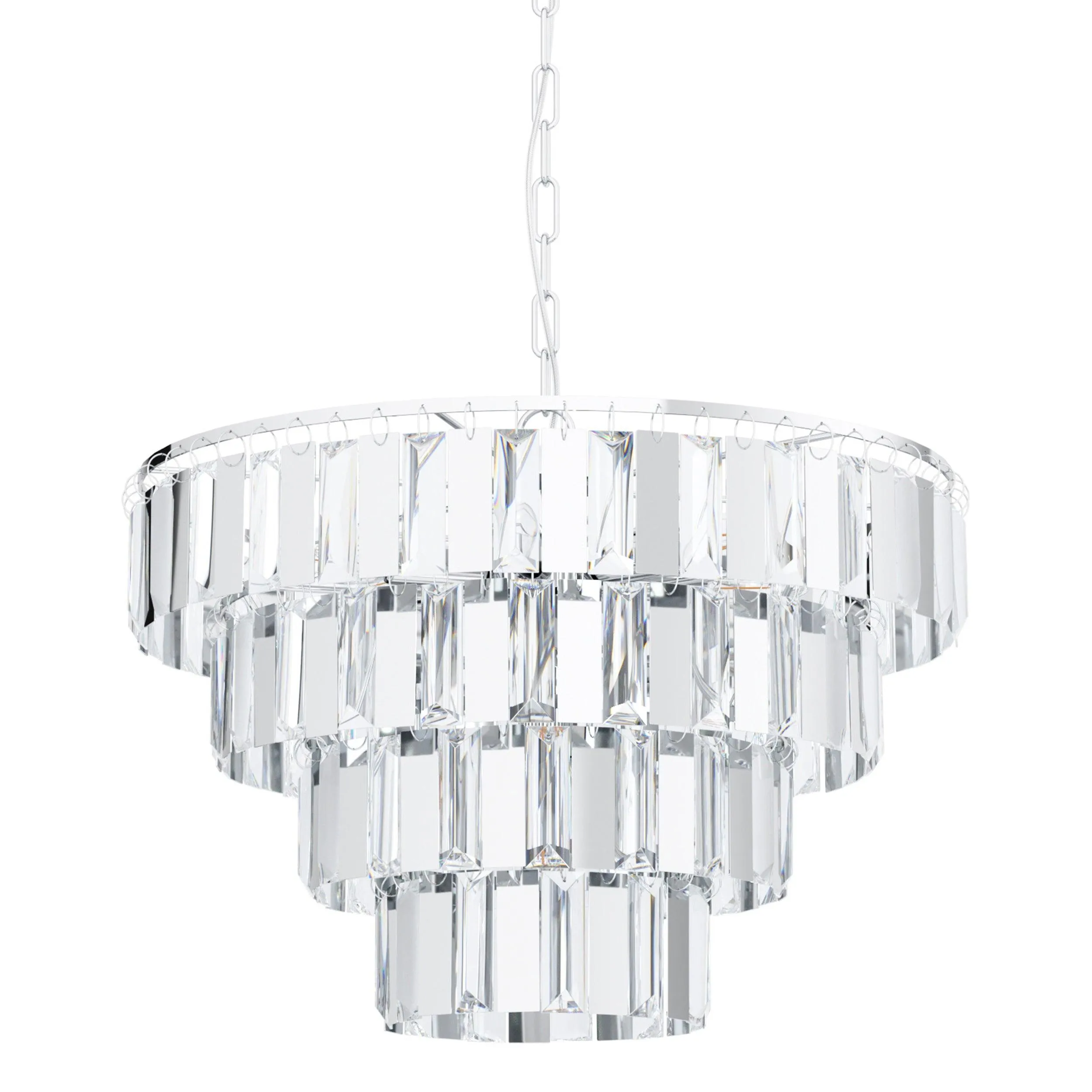 Eglo Erseka Crystal Glass & Chrome Ceiling Pendant - 48.5cm flush mount ceiling fixture