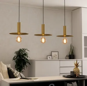 Eglo Escandell 3 Light Brass Metal Disc Ceiling Pendant flush mount ceiling fixture