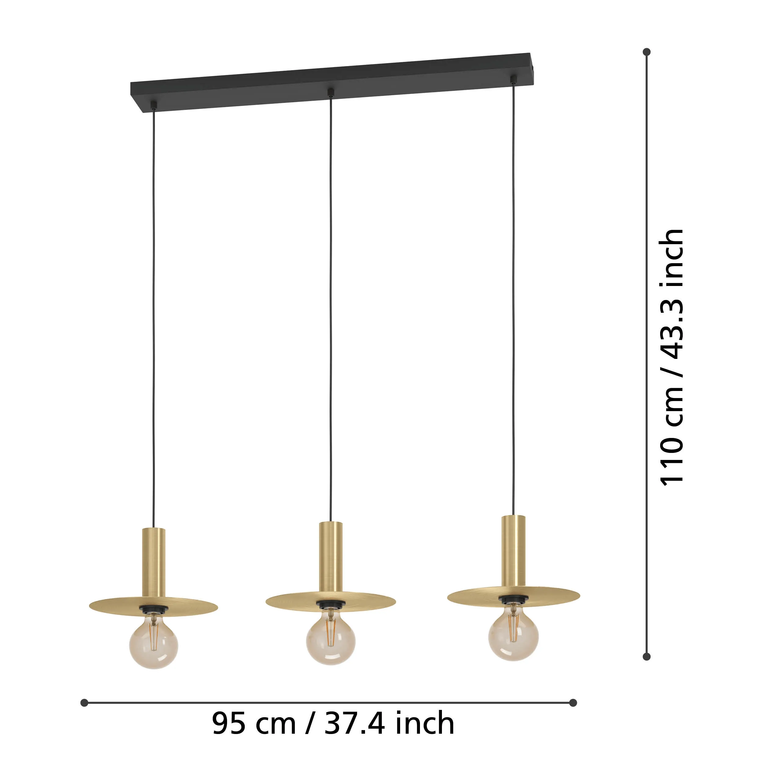 Eglo Escandell 3 Light Brass Metal Disc Ceiling Pendant
