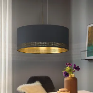 Eglo Esteperra Black & Gold Fabric Ceiling Pendant - 53cm flush mount ceiling fixture