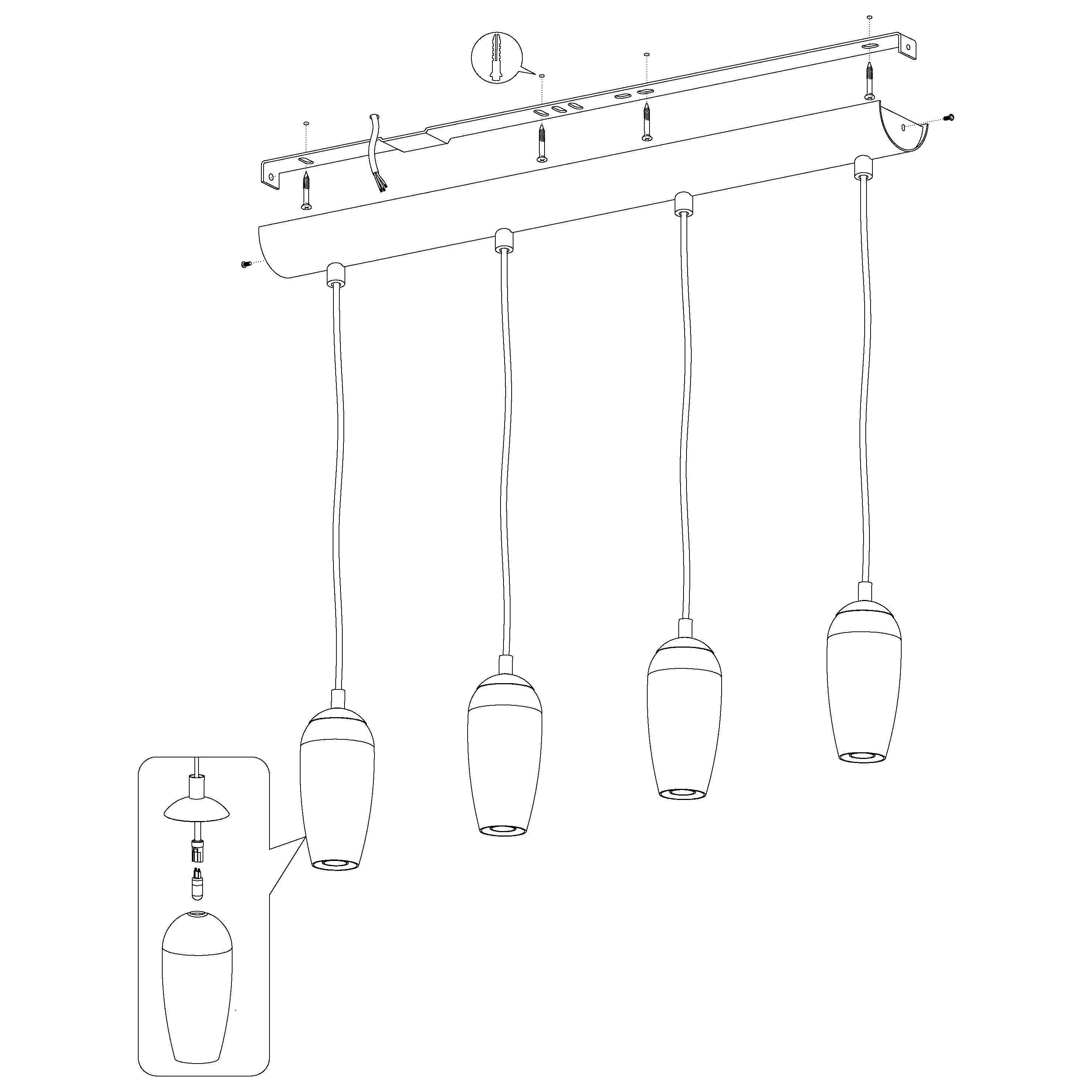 Eglo Farsala 4 Light Smoked Black & Clear Glass Ceiling Pendant