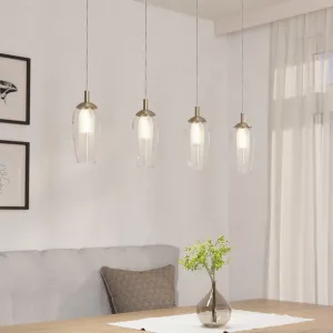 Eglo Farsala 4 Light Smoked Black & Clear Glass Ceiling Pendant flush mount ceiling fixture