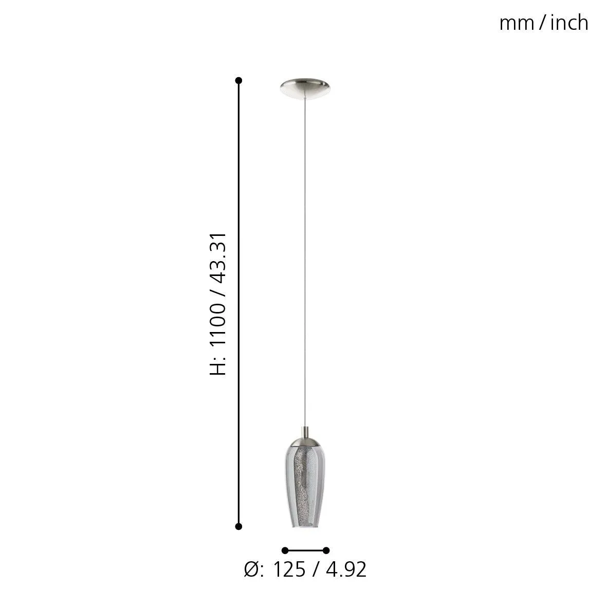 Eglo Farsala Smoked Black & Clear Glass Ceiling Pendant