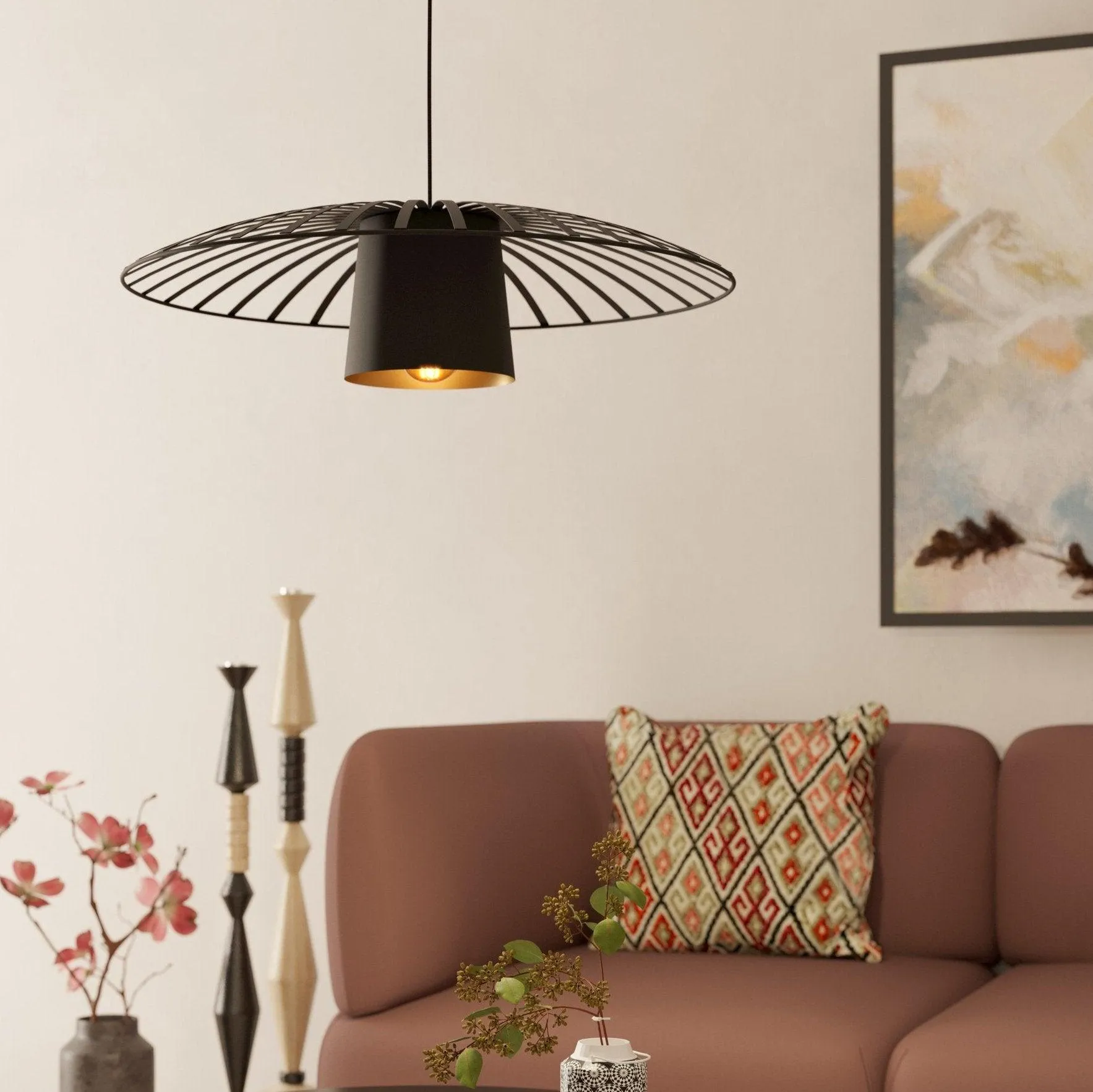 Eglo Felixkirk Black & Gold Metal Ceiling Pendant flush mount ceiling fixture