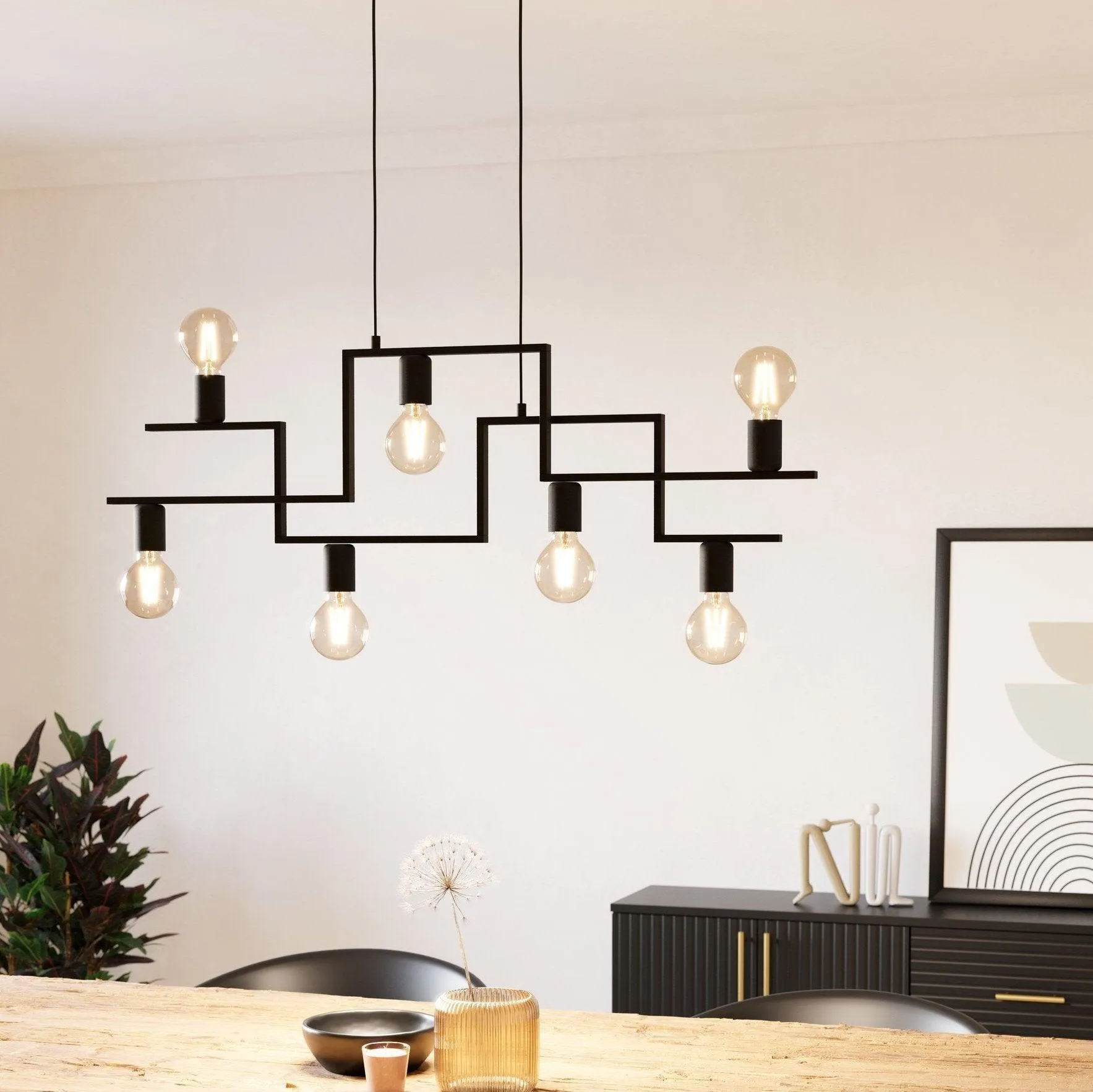 Eglo Fembard 7 Light Black Metal Ceiling Pendant flush mount ceiling fixture