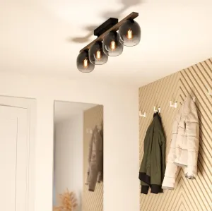 Eglo Filago Walnut-Brown 4 Light Bar Pendant - Glass Shades flush mount ceiling fixture