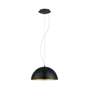 Eglo Gaetano 1 Round Black & Gold Ceiling Pendant - 38cm flush mount ceiling fixture