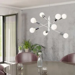 Eglo Gradoli 8 Light White & Chrome Ceiling Pendant flush mount ceiling fixture