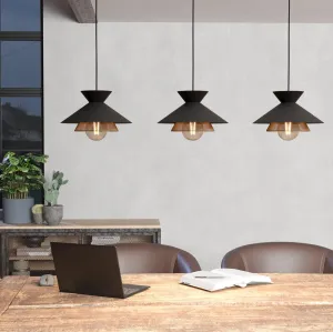 Eglo Grizedale 3 Light Black & Brass Japanese-Inspired Ceiling Pendant flush mount ceiling fixture