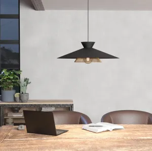 Eglo Grizedale Black & Brass Japanese-Inspired Ceiling Pendant flush mount ceiling fixture