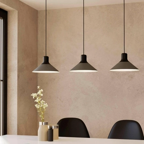 Eglo Abreosa 3 Light Grey & Black Metal Conical Ceiling Pendant sleek LED ceiling lamp