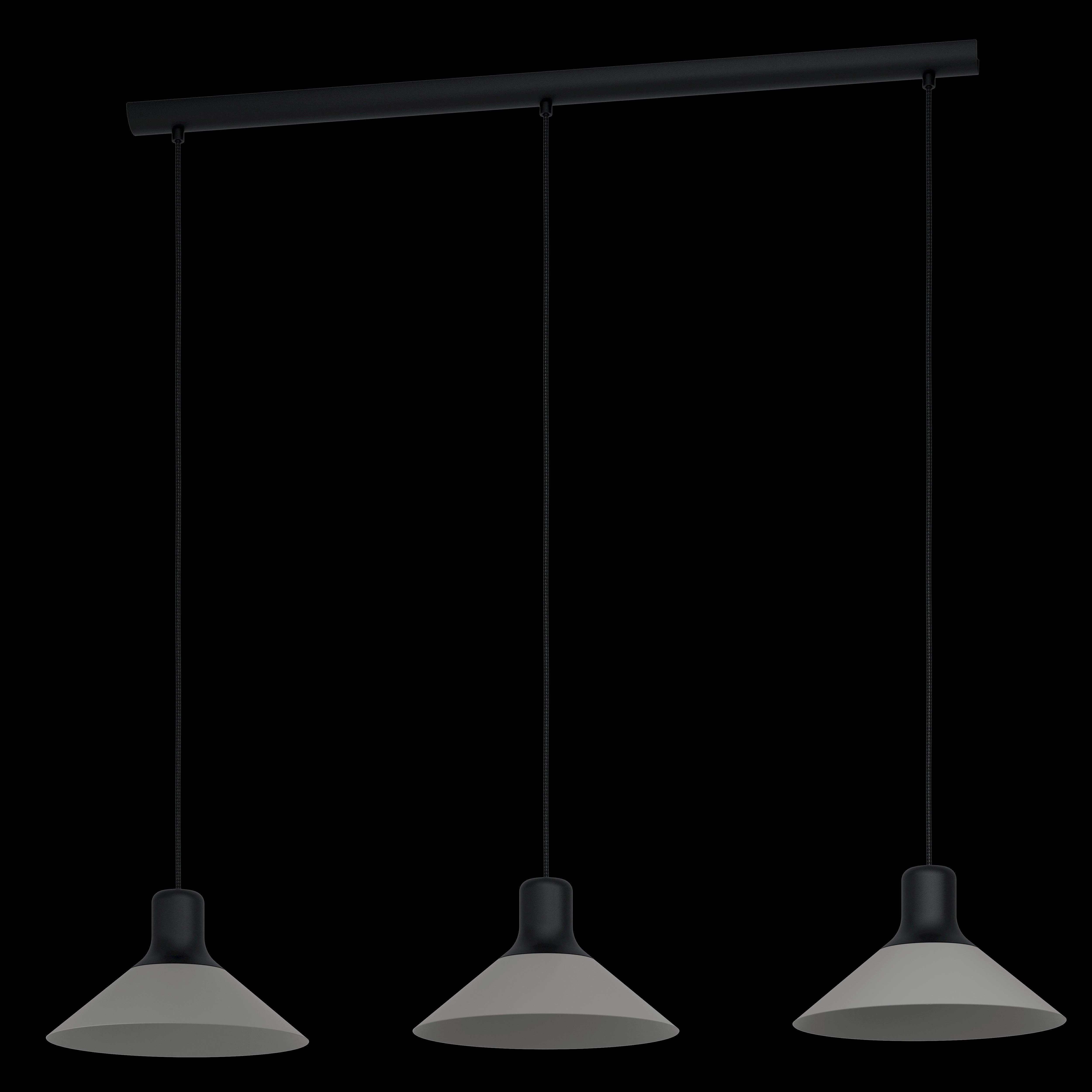 Eglo Abreosa 3 Light Grey & Black Metal Conical Ceiling Pendant