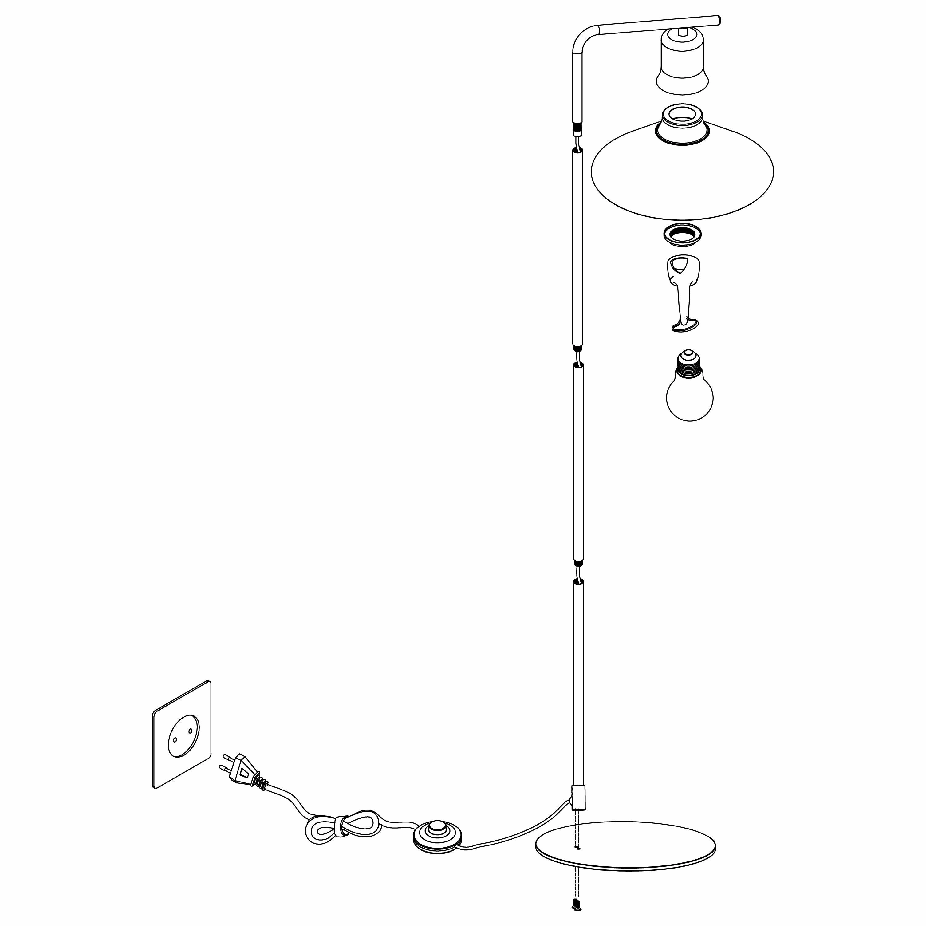 Eglo Abreosa Black Metal Floor Lamp With Grey Shade