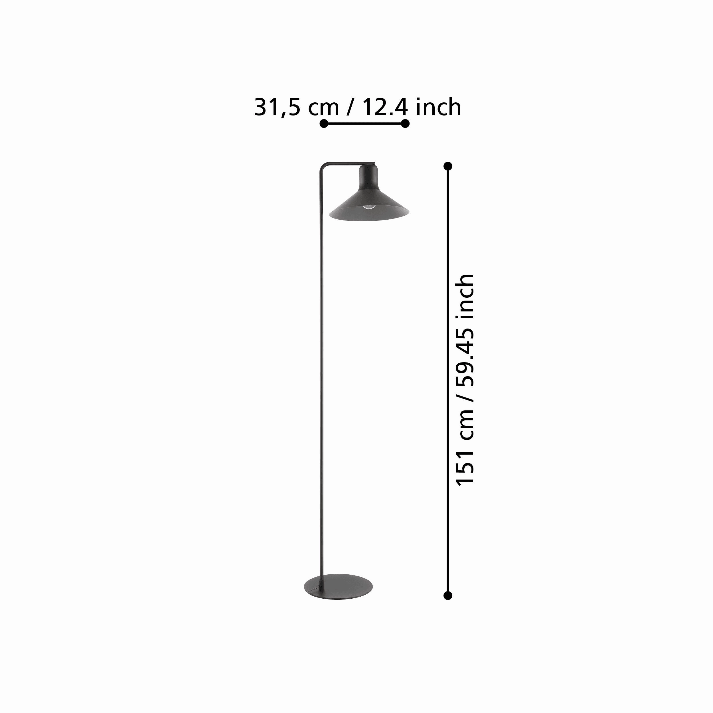 Eglo Abreosa Black Metal Floor Lamp With Grey Shade