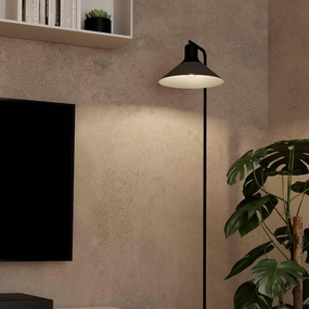 Eglo Abreosa Black Metal Floor Lamp With Grey Shade creative lampshade design