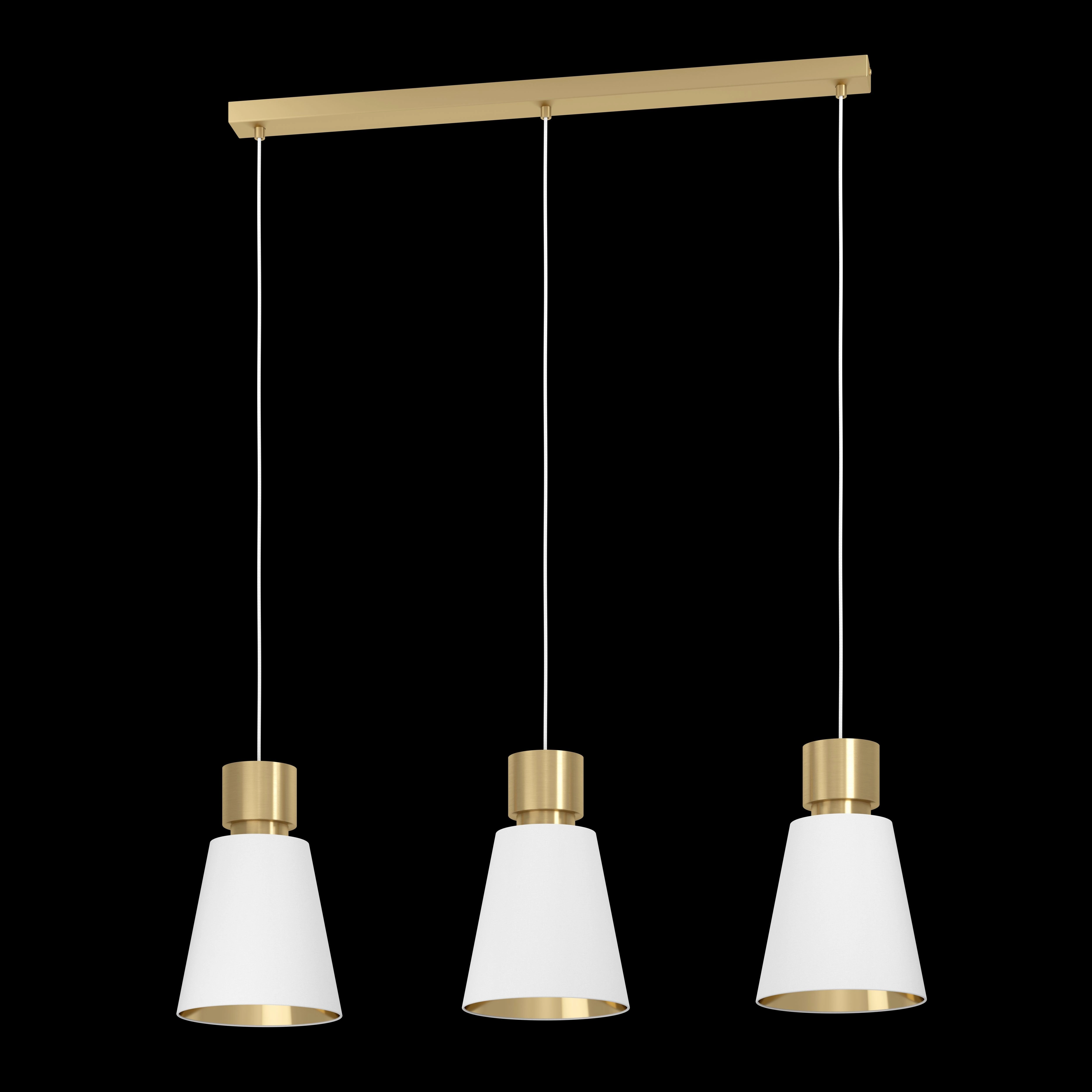 Eglo Aglientina 3 Light Brass & White Fabric Shade Pendant