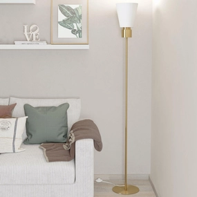 Eglo Aglientina Brass Floor Lamp With White Fabric Shade creative lampshade design