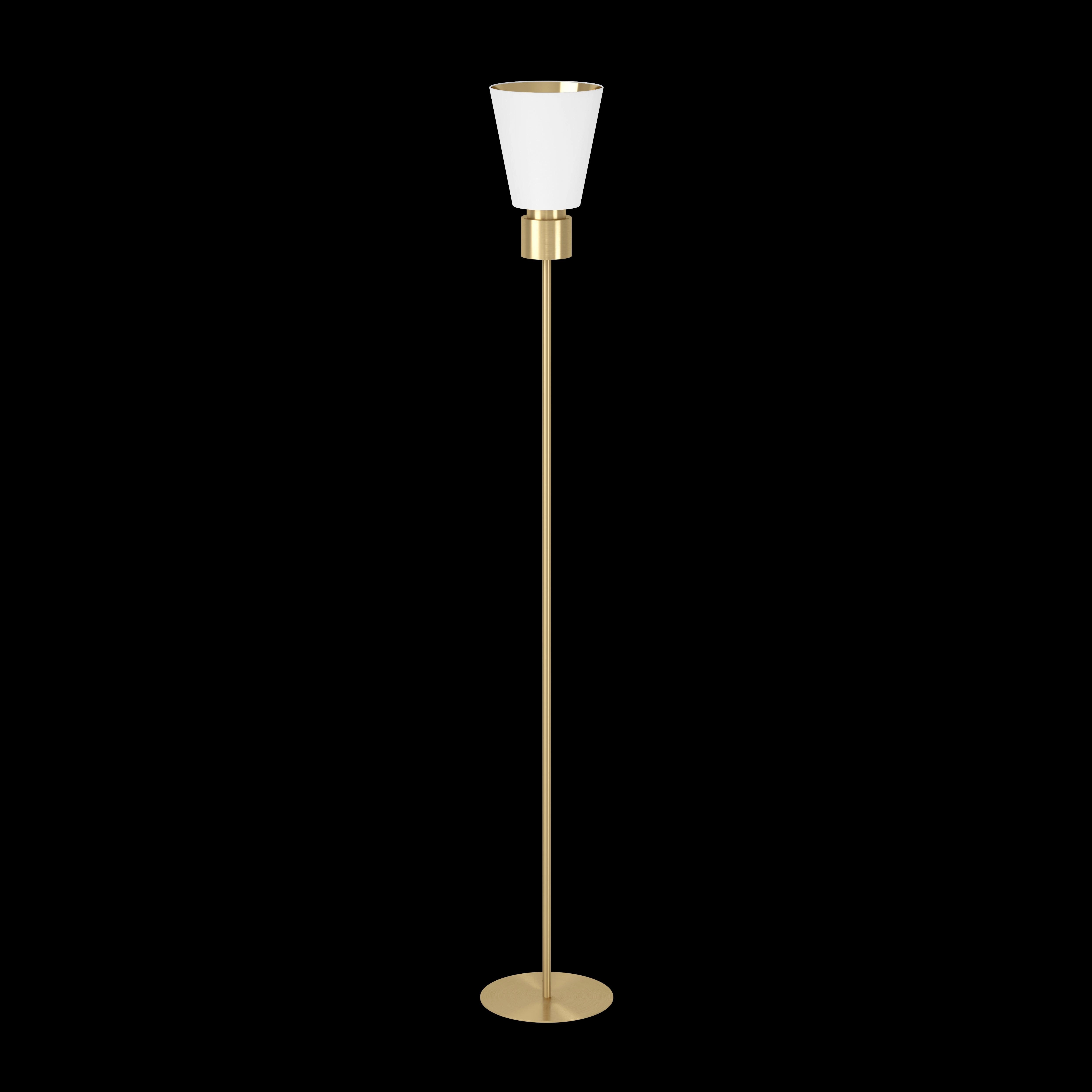 Eglo Aglientina Brass Floor Lamp With White Fabric Shade