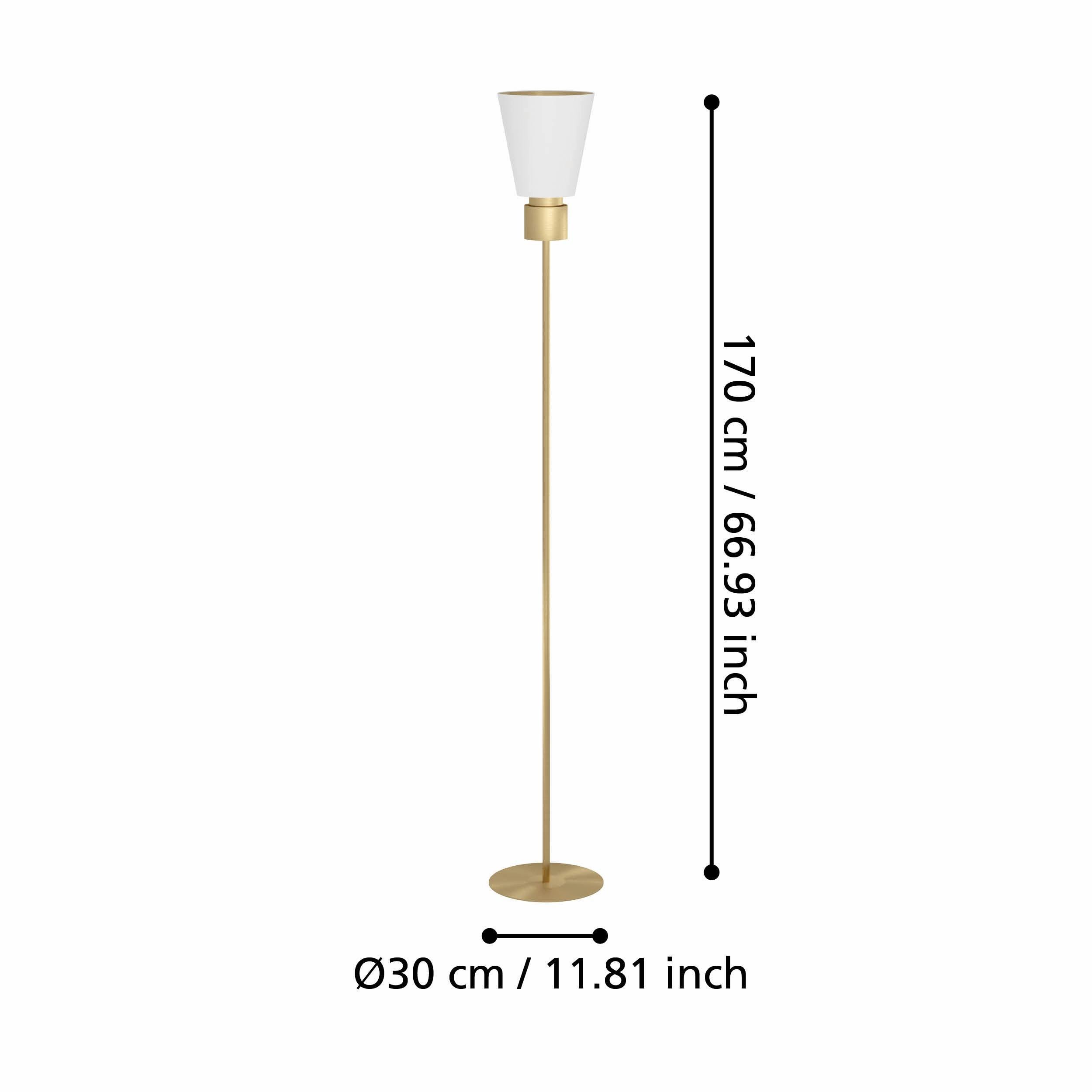 Eglo Aglientina Brass Floor Lamp With White Fabric Shade