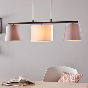 Eglo Almeida 1 3 Light Grey & White Fabric Shade Pendant sleek LED ceiling lamp