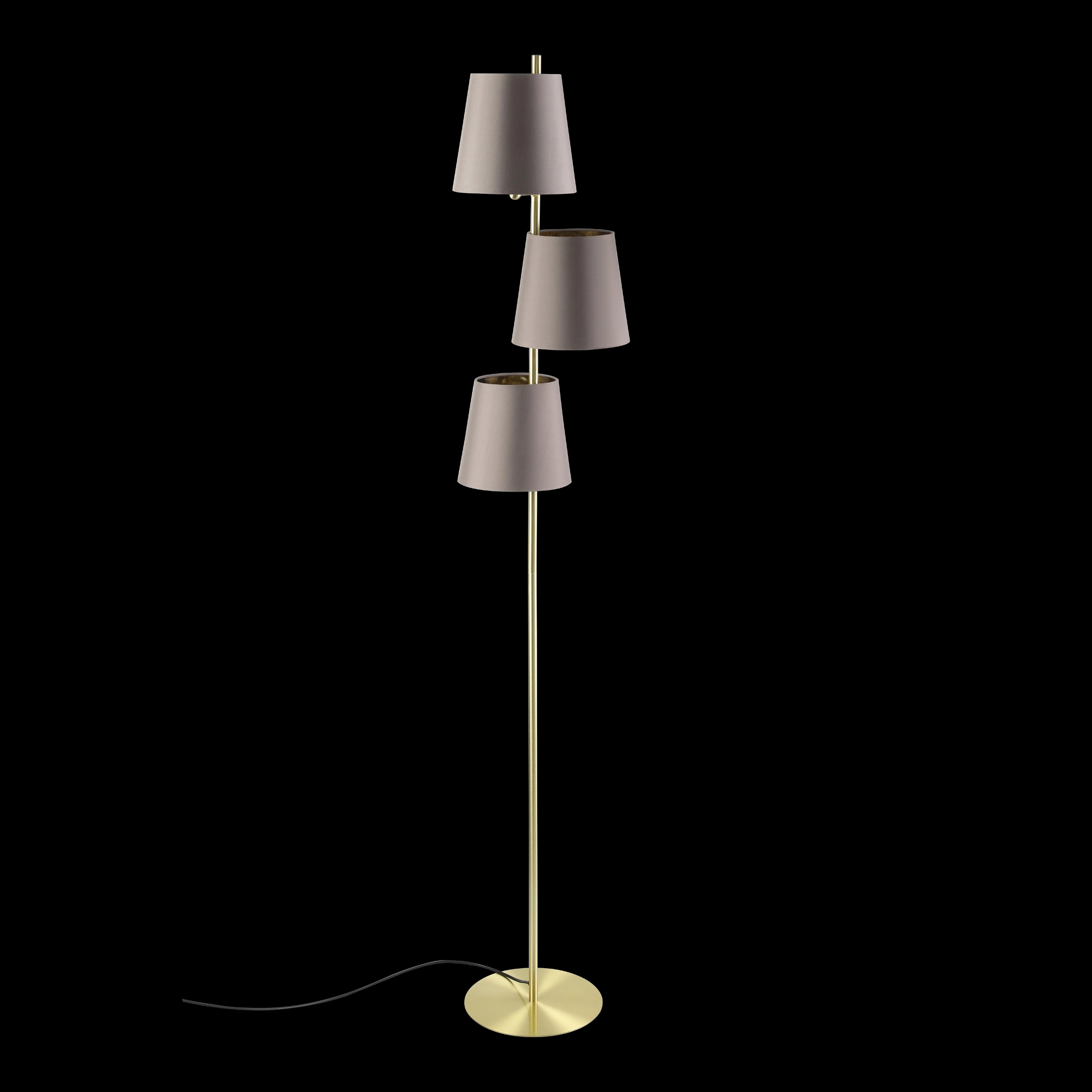 Eglo Almeida 2 Brass 3 Light Floor Lamp - Brown Fabric Shades