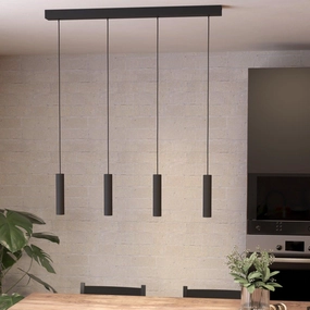 Eglo Almudaina 4 Light LED Black Metal Tube Ceiling Pendant sleek LED ceiling lamp