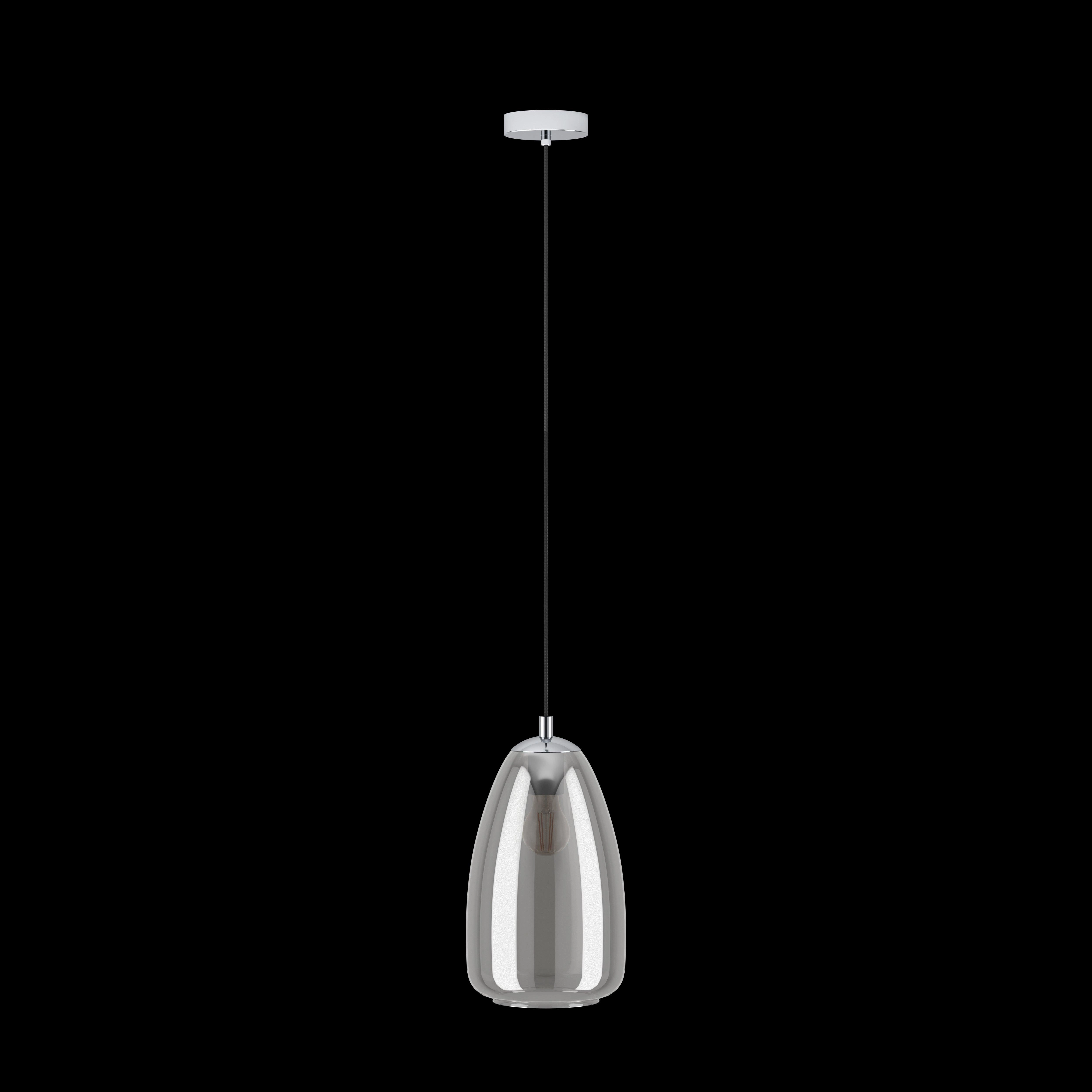 Eglo Alobrase Chrome & Smoked Black Glass Ceiling Pendant