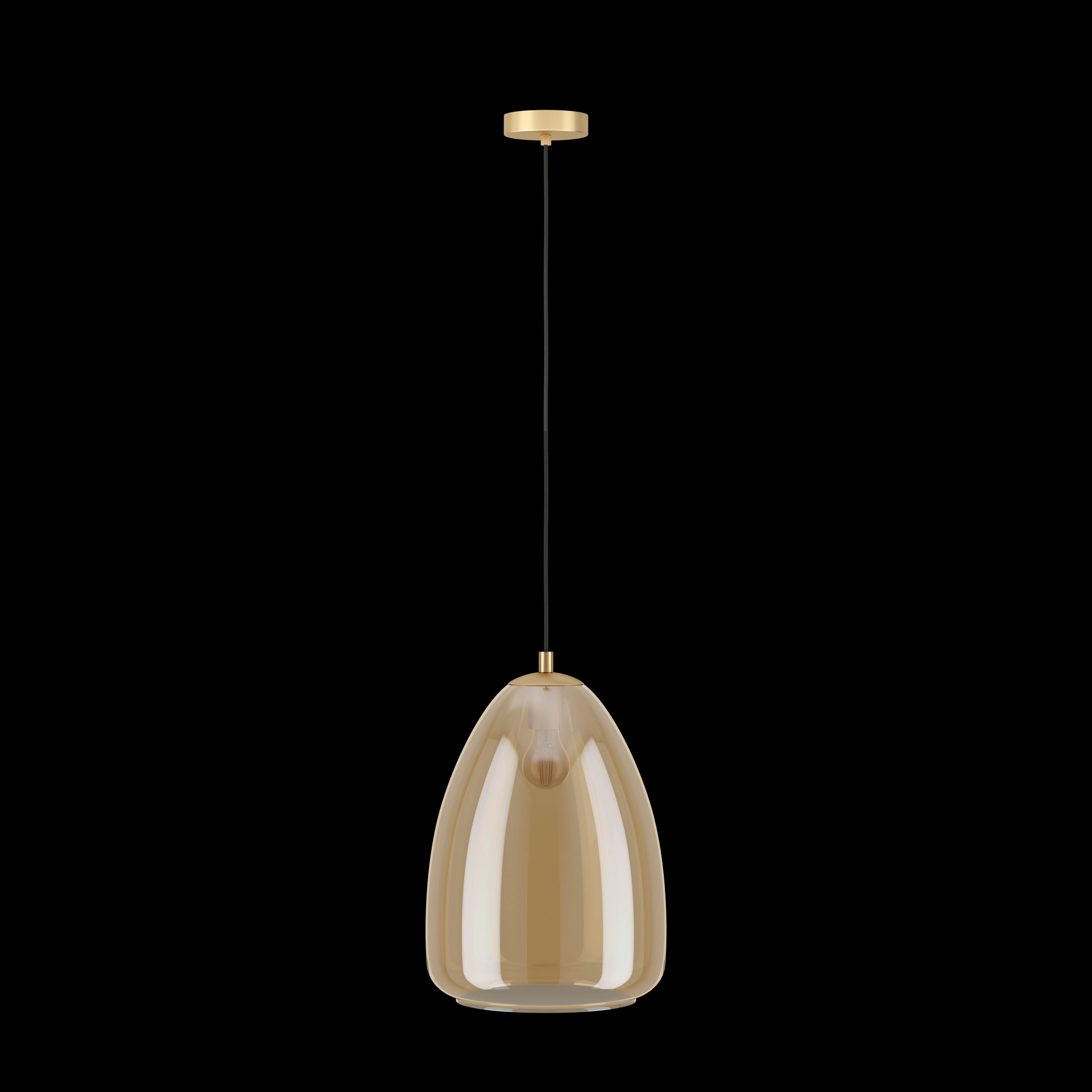 Eglo Alobrase Smoked Amber Glass Ceiling Pendant - 30cm