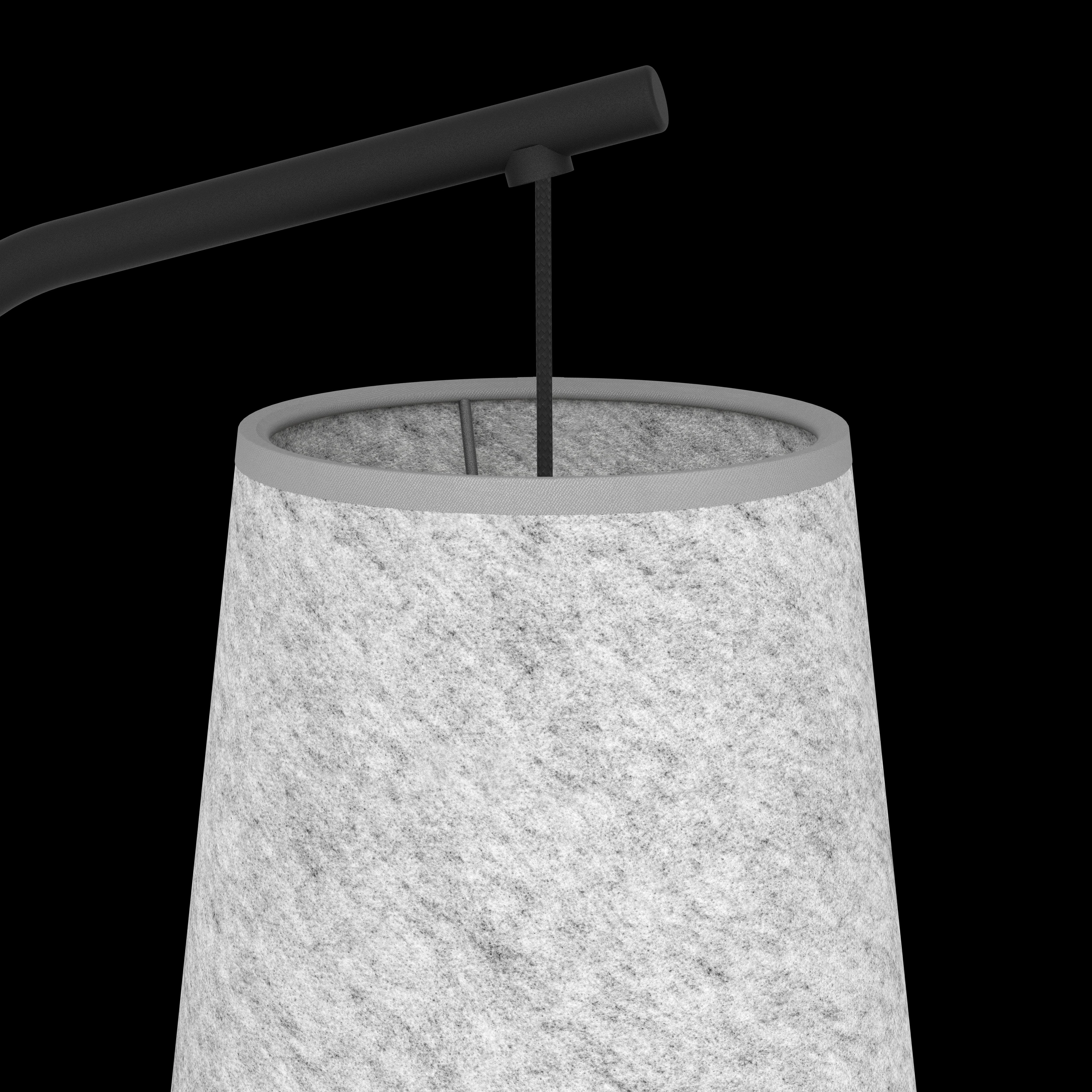 Eglo Alsager Black Floor Lamp - Grey Felt Conical Lampshade