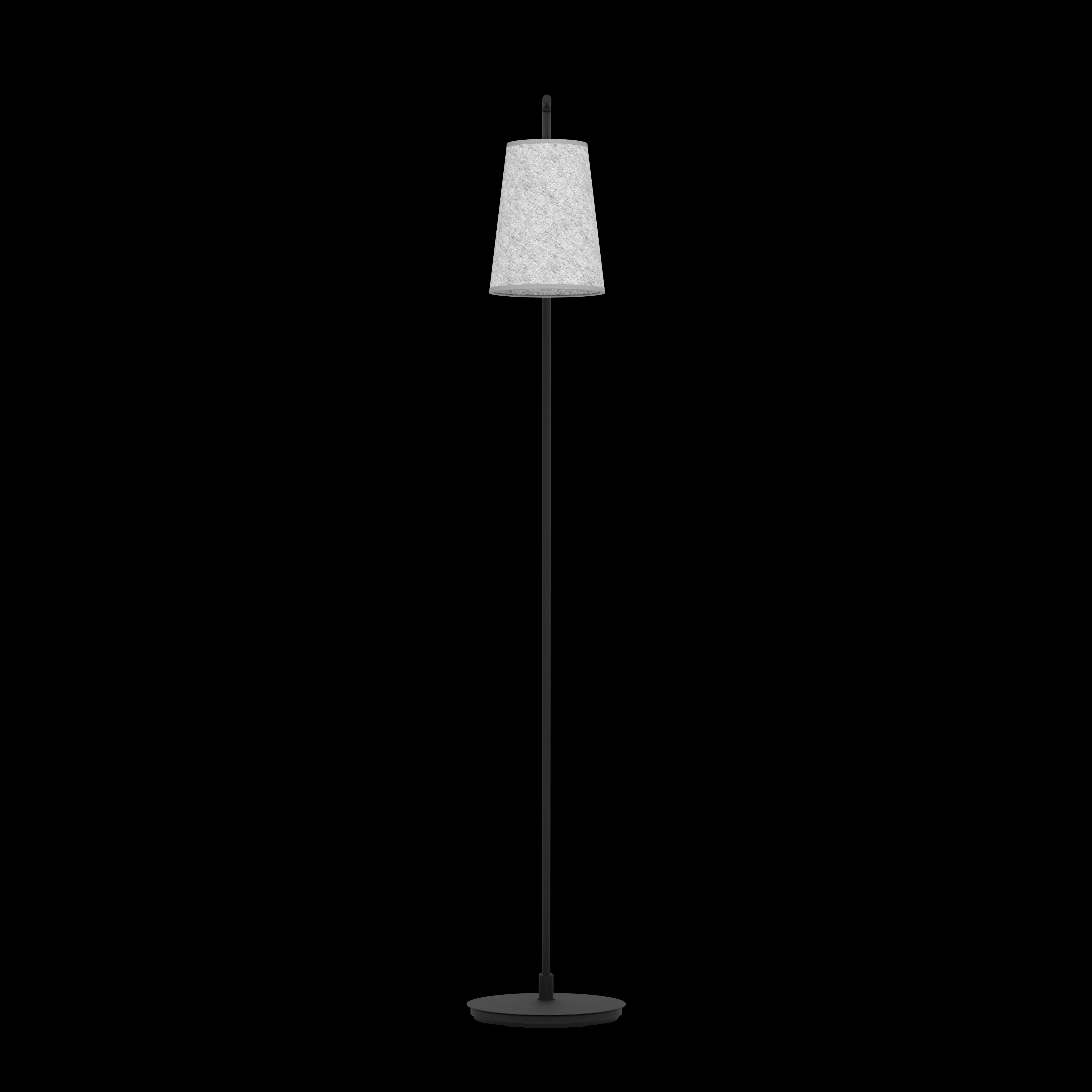 Eglo Alsager Black Floor Lamp - Grey Felt Conical Lampshade