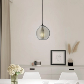 Eglo Ariscani Black & Steel Vaporised Glass Ceiling Pendant sleek LED ceiling lamp