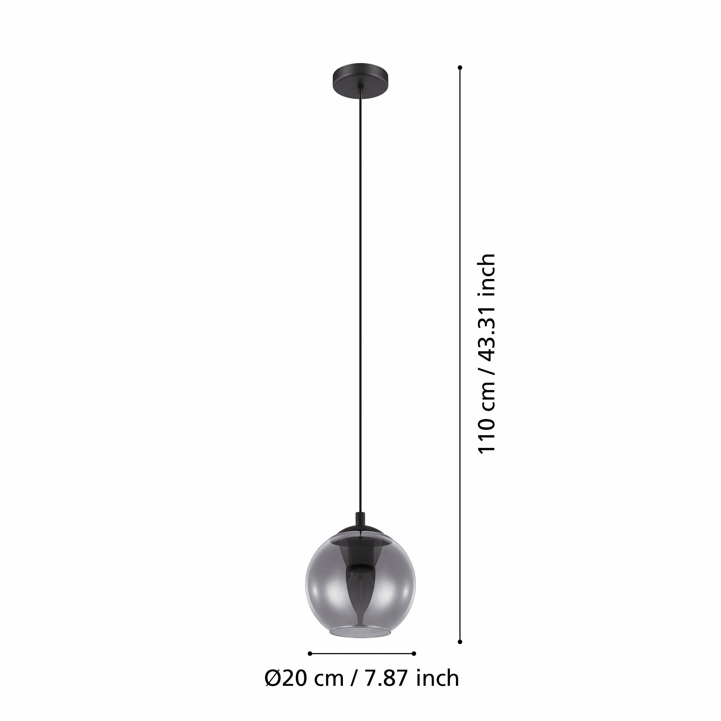 Eglo Ariscani Black & Steel Vaporised Glass Ceiling Pendant