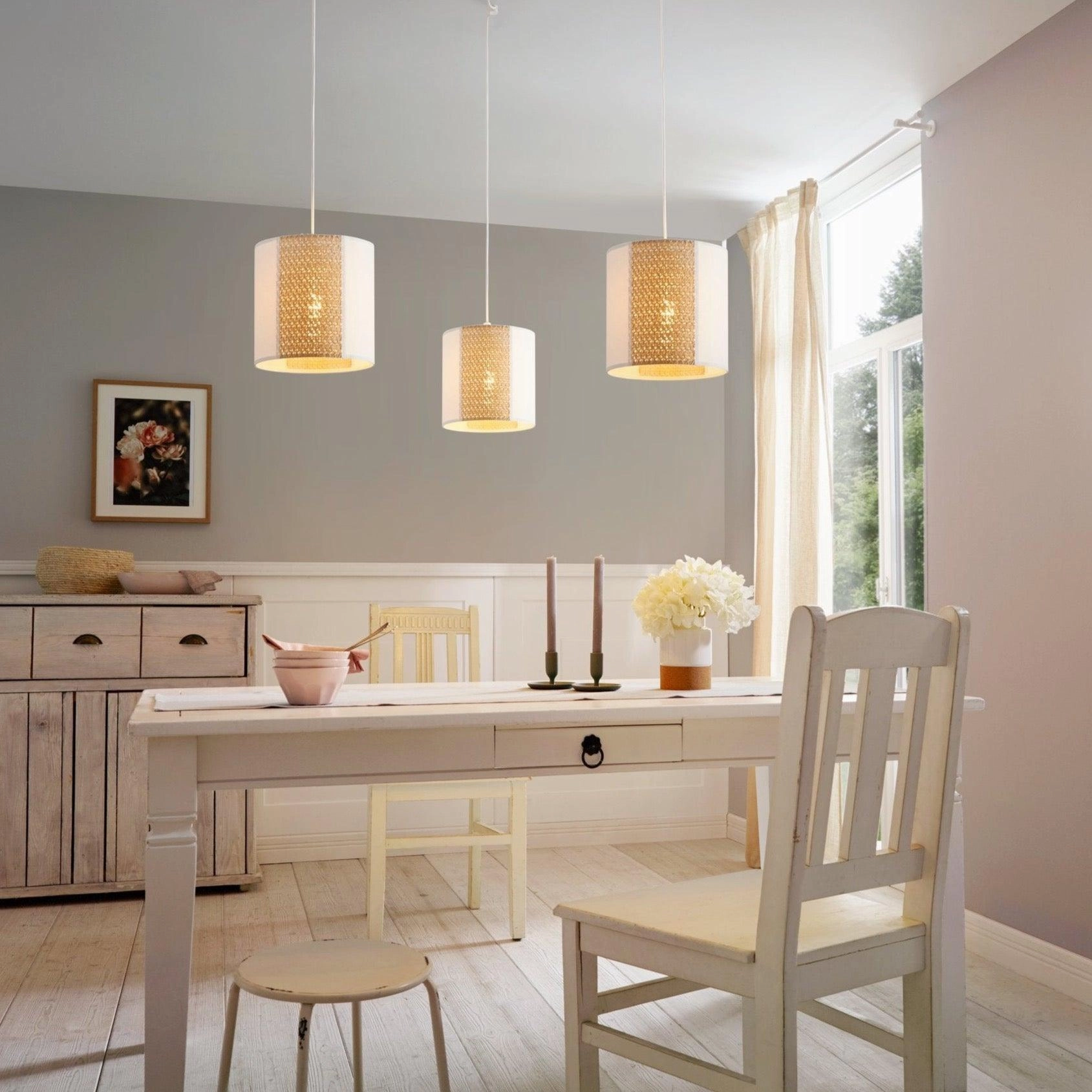 Eglo Arnhem 3 Light Adjustable Kraft Paper & Seagrass Ceiling Pendant sleek LED ceiling lamp