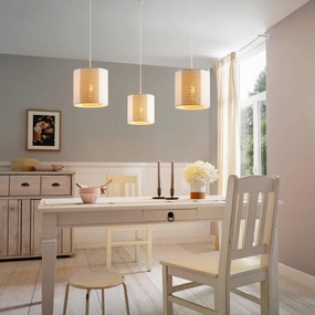 Eglo Arnhem 3 Light Adjustable Kraft Paper & Seagrass Ceiling Pendant sleek LED ceiling lamp
