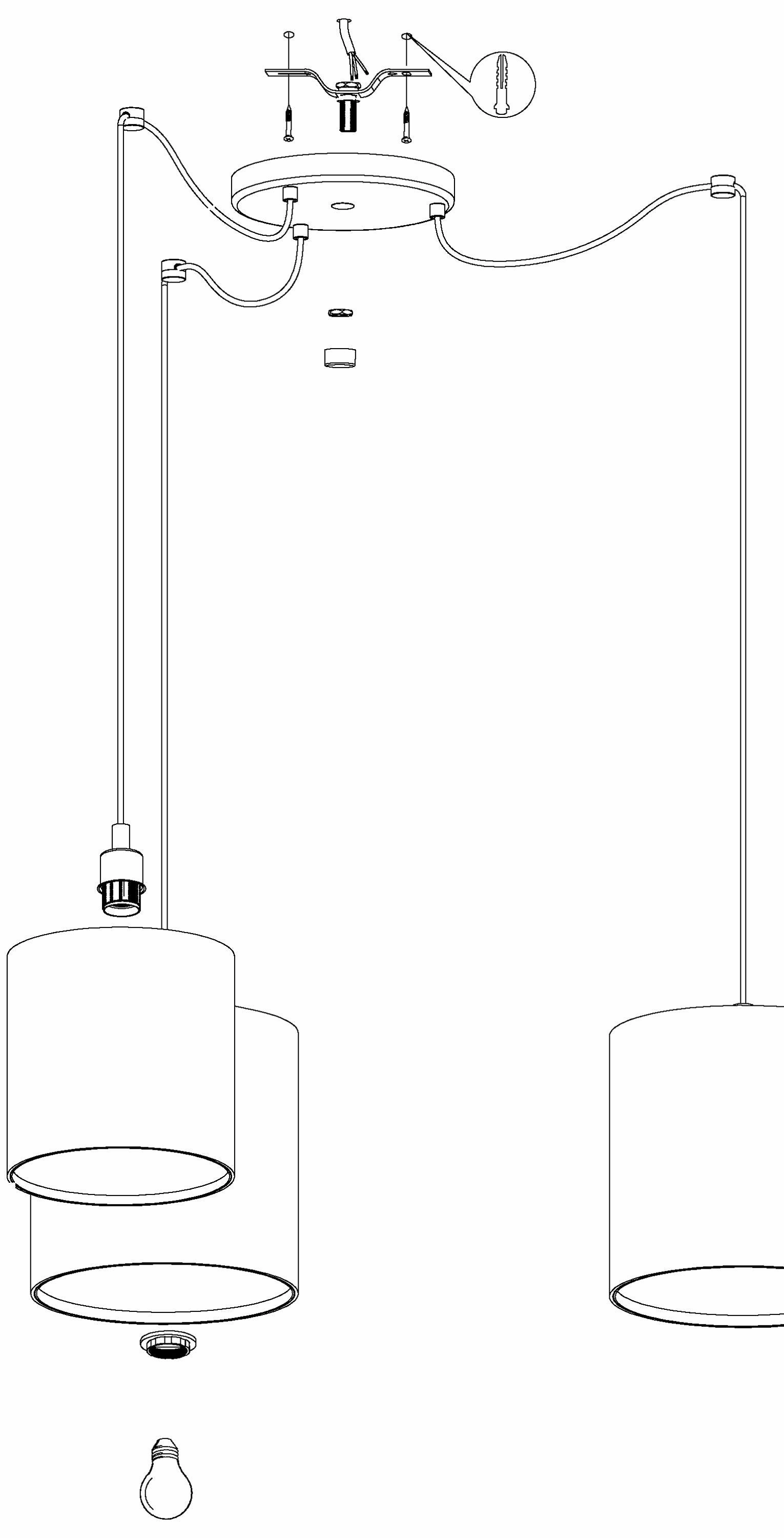 Eglo Arnhem 3 Light Adjustable Kraft Paper & Seagrass Ceiling Pendant