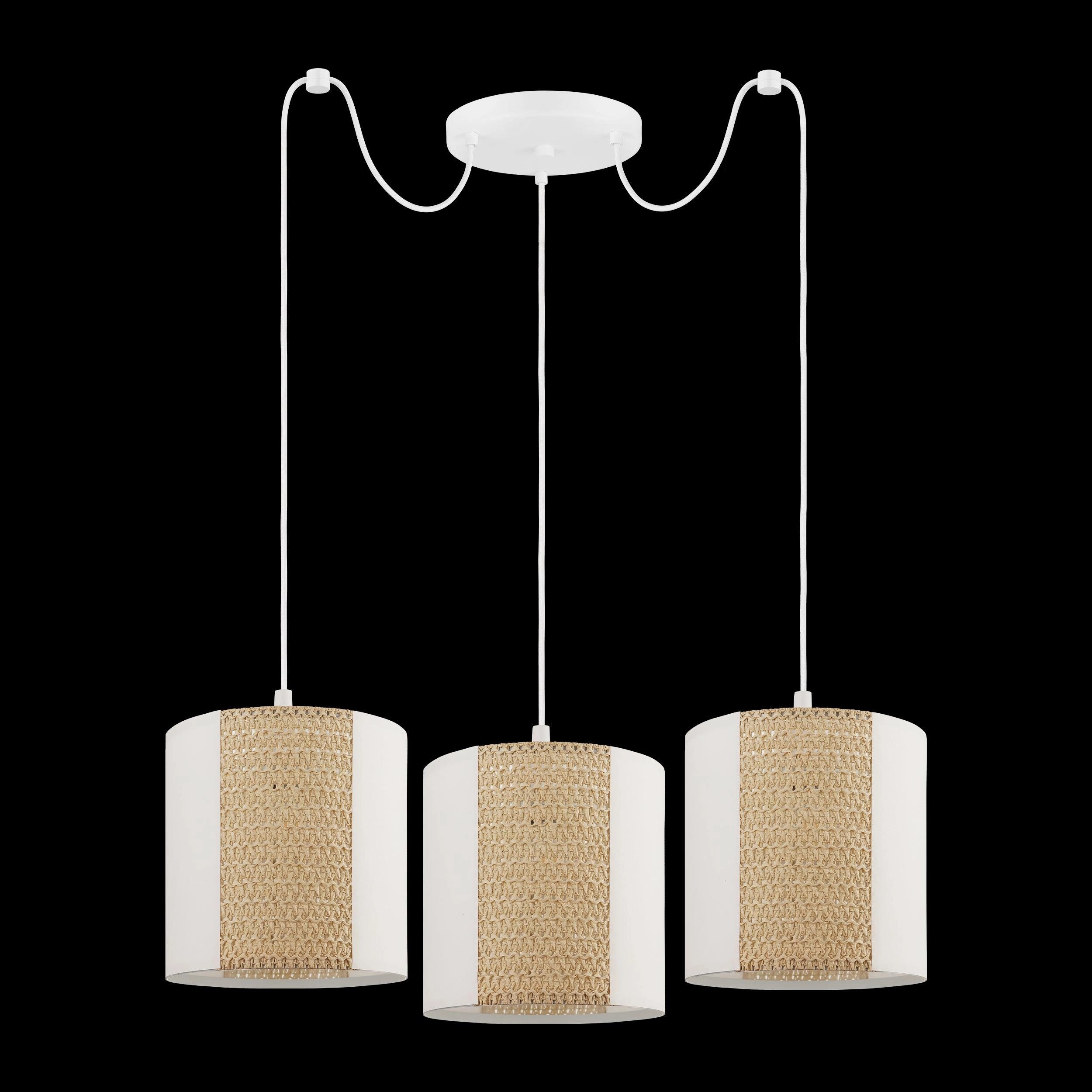 Eglo Arnhem 3 Light Adjustable Kraft Paper & Seagrass Ceiling Pendant
