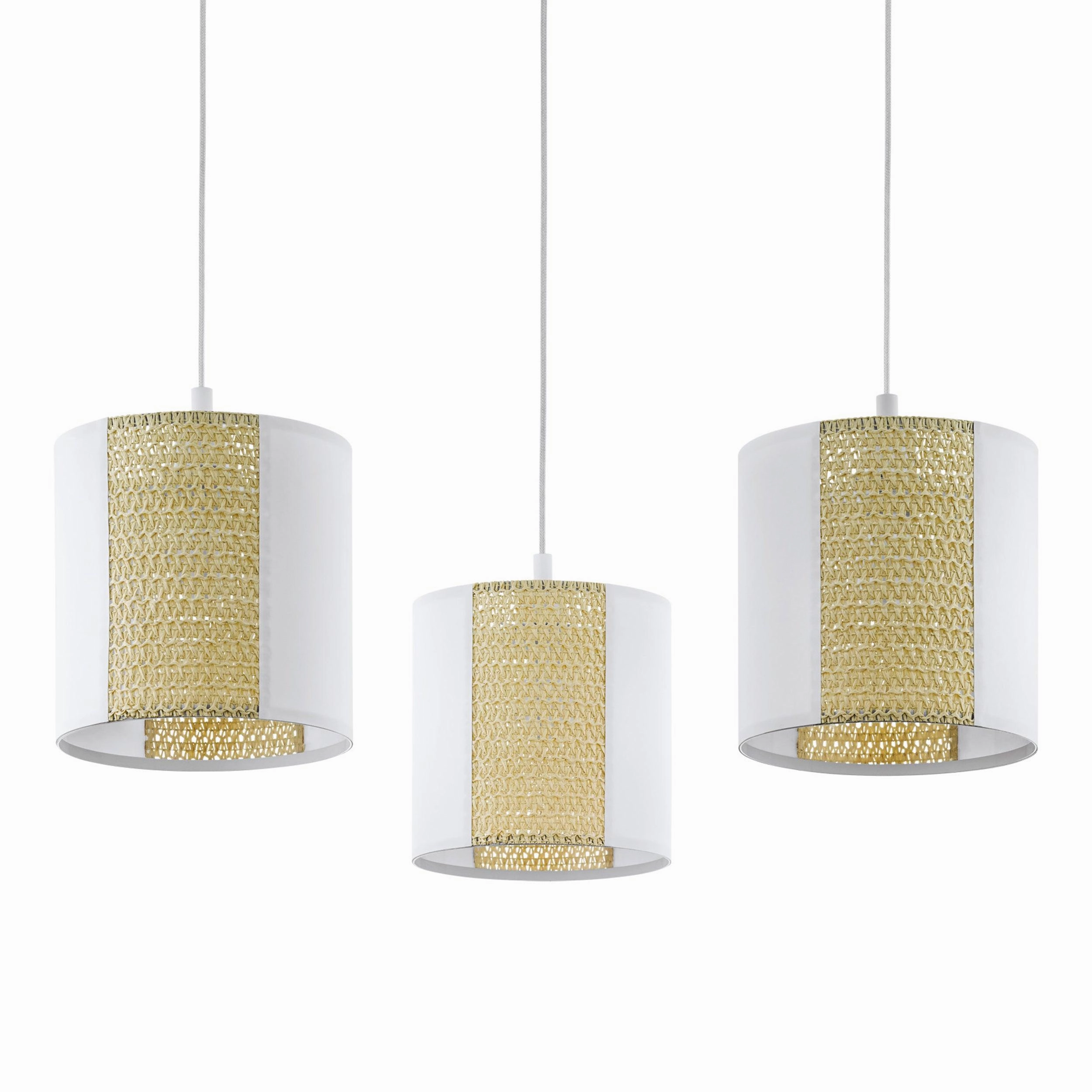 Eglo Arnhem 3 Light Adjustable Kraft Paper & Seagrass Ceiling Pendant