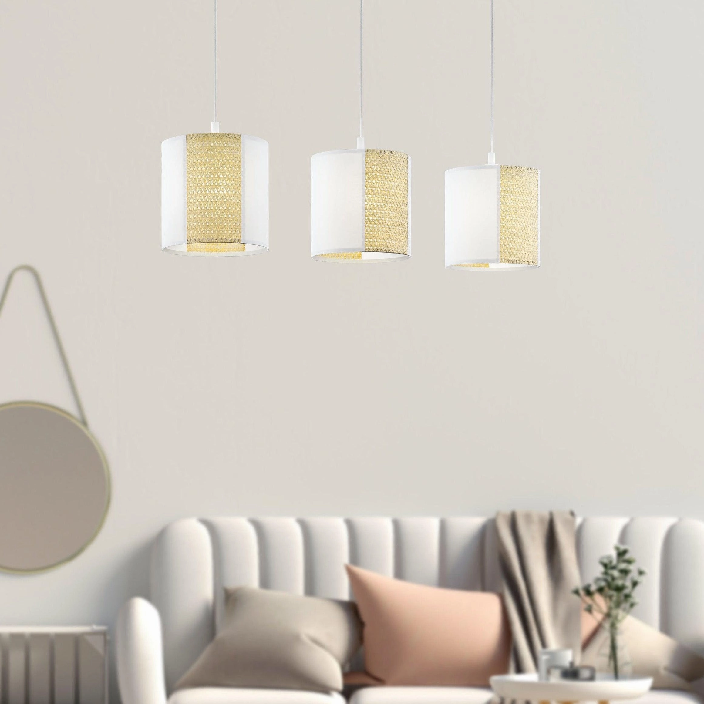 Eglo Arnhem 3 Light Kraft Paper & Seagrass Ceiling Pendant sleek LED ceiling lamp