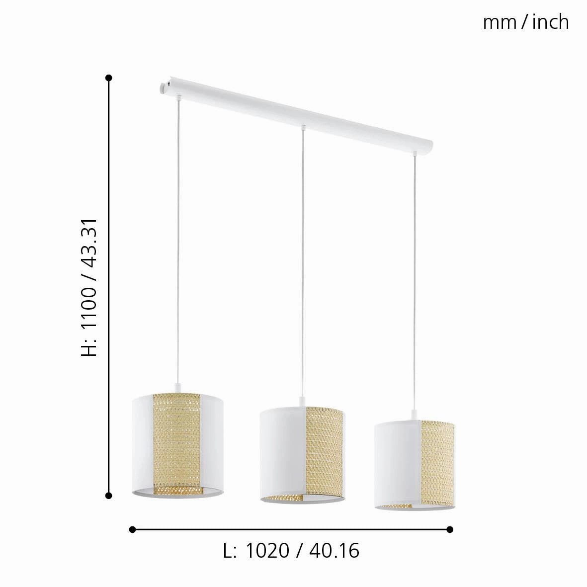 Eglo Arnhem 3 Light Kraft Paper & Seagrass Ceiling Pendant