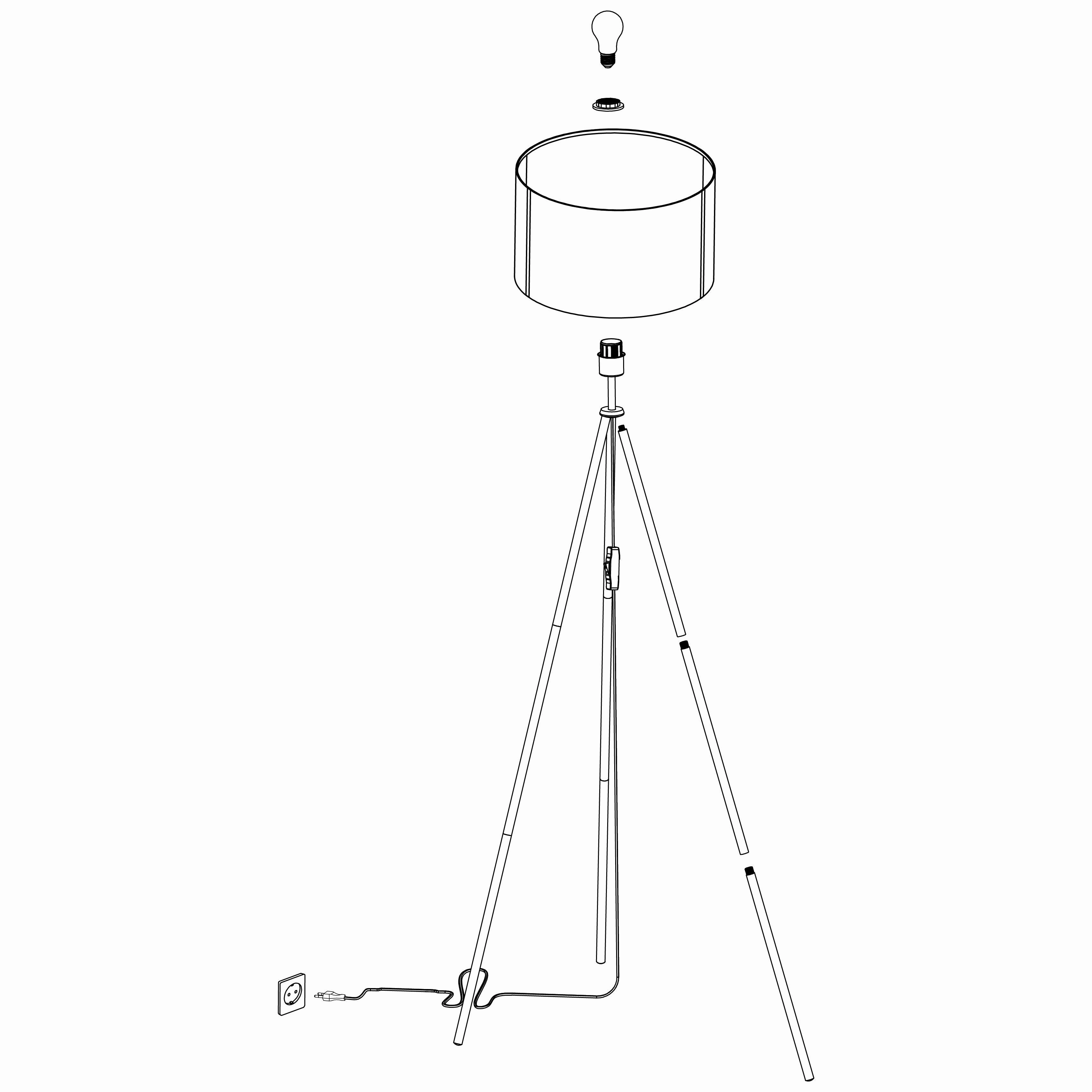 Eglo Arnhem White Tripod Floor Lamp - Paper & Seagrass Shade