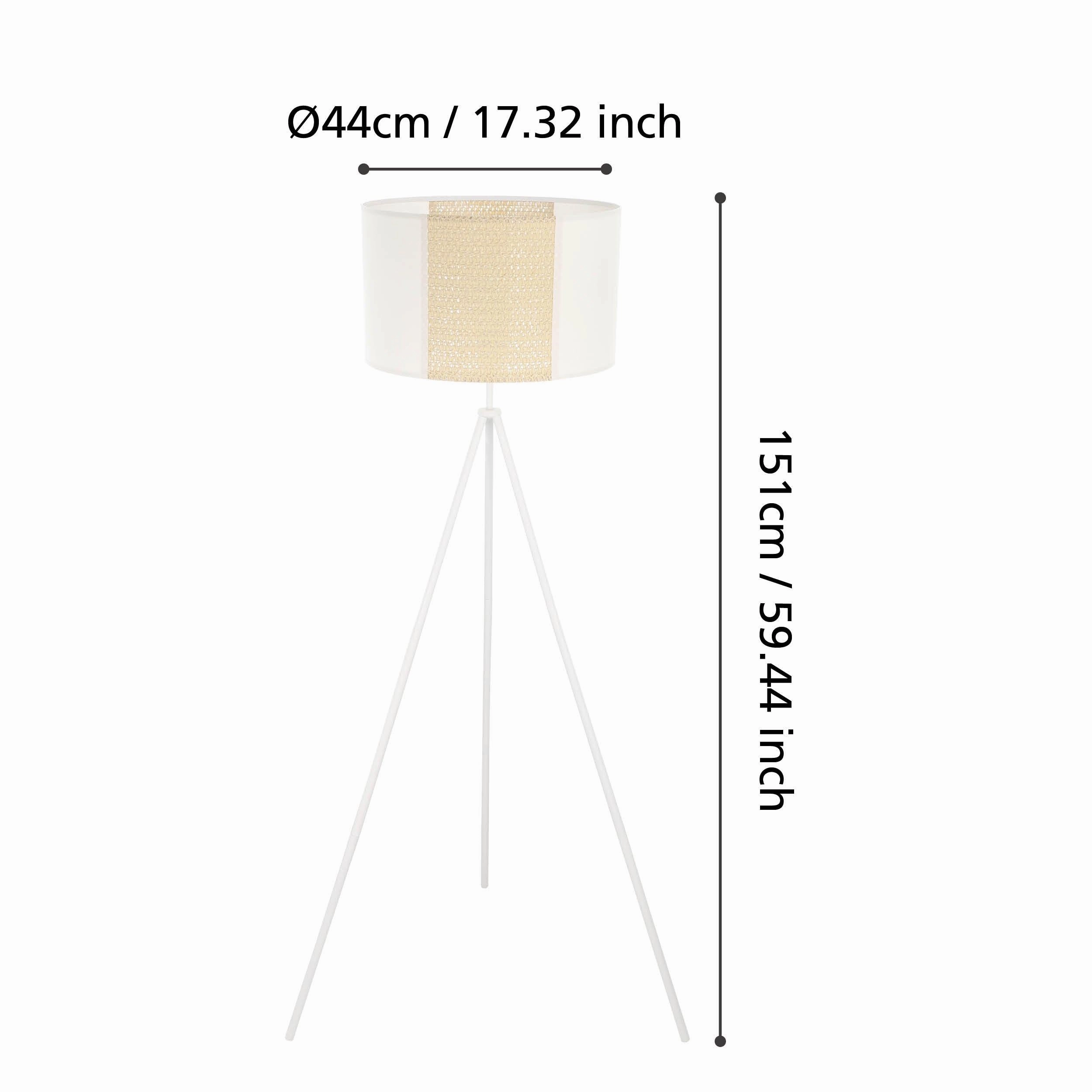 Eglo Arnhem White Tripod Floor Lamp - Paper & Seagrass Shade