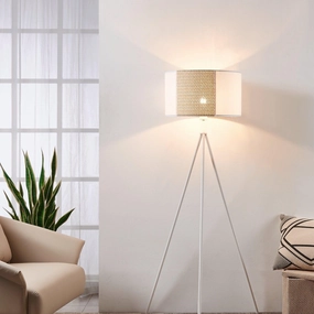 Eglo Arnhem White Tripod Floor Lamp - Paper & Seagrass Shade creative lampshade design